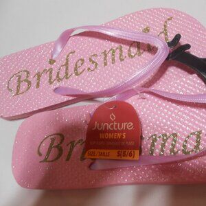 NEW cute pink Juncture Bridesmaid flipflops sandals shoes size S 5/6 👰